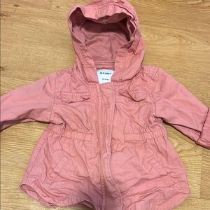 Old Navy Pink Hooded Raincoat Lightweight Water-Resistant